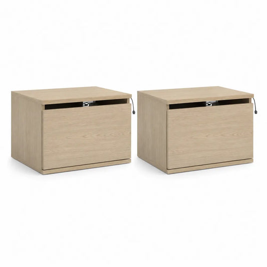 Nachttisch 2er Set 60x40x35 cm MDF Holzwerkstoff Natur mit Schublade