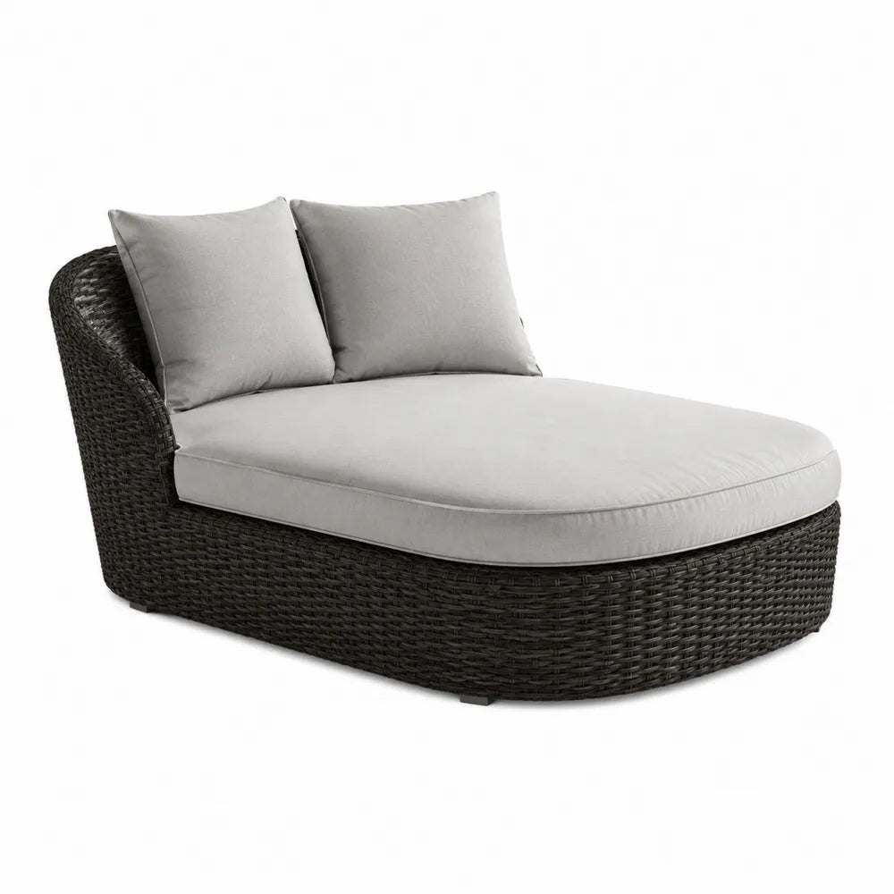 Gartenliege Polyrattan PE Geflecht Aluminiumrahmen Polyester Auflage Grau 200 x 80 x 75 cm
